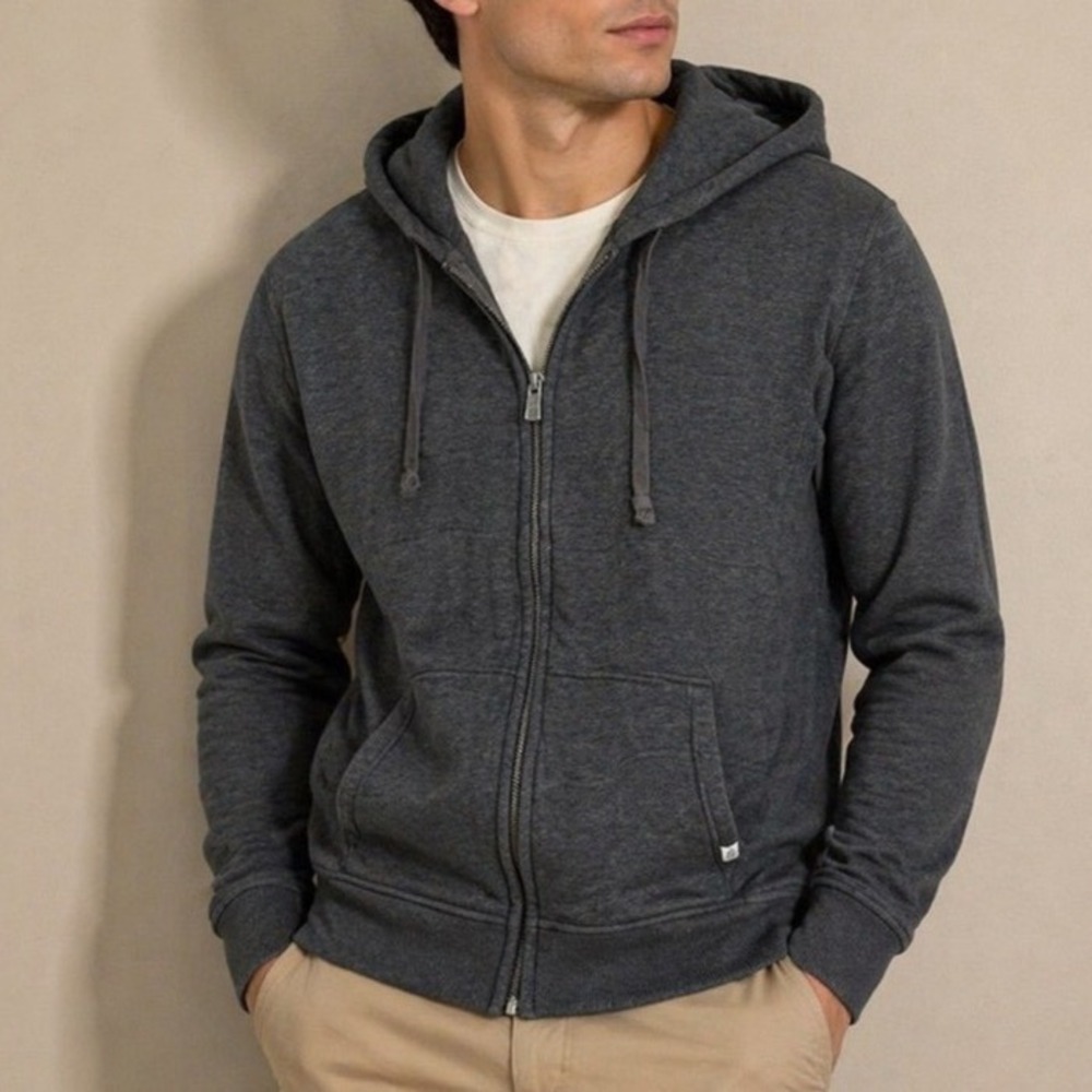 UGG Mens Full Zip Hoodie Charcoal Heather Gray Fleece Lined Sweatshirt Large